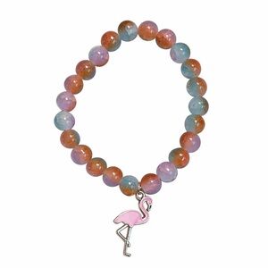 Multi-color Glass Crackle Beaded Flamingo 🦩 Bracelet NEW Cute Gift